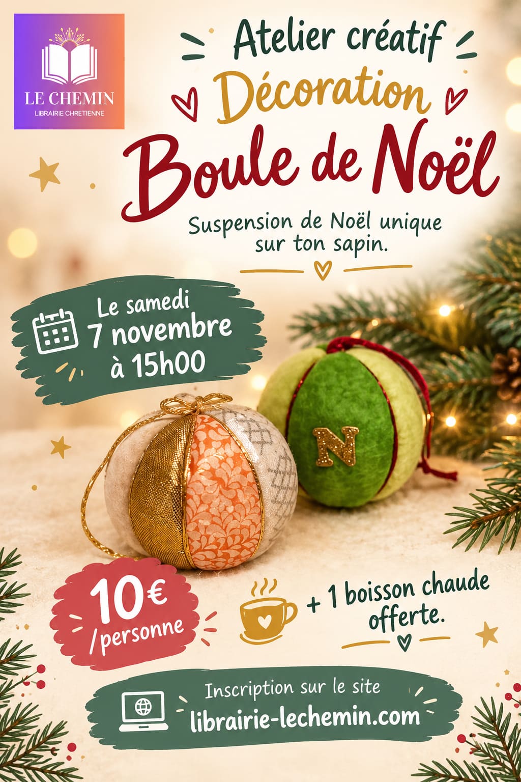 Atelier créatif Adulte : Décoration Boule de Noel